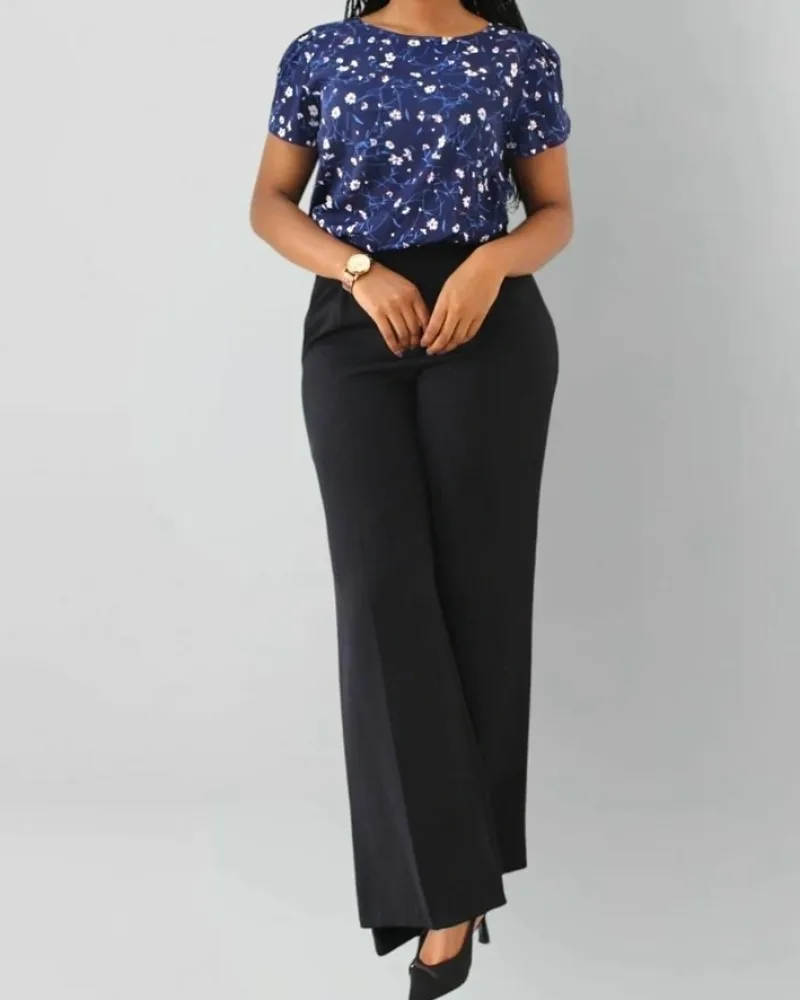 Floral Blouse Top - Blue view 3